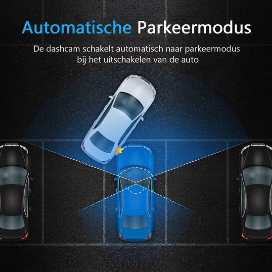 Tech Essentials® Dual Dashcam S1-Wifi pour voiture - Avec caméra arrière universelle - Full HD - Avec carte Micro SD 64GB - Avec vision nocturne - APP | Avant et arrière