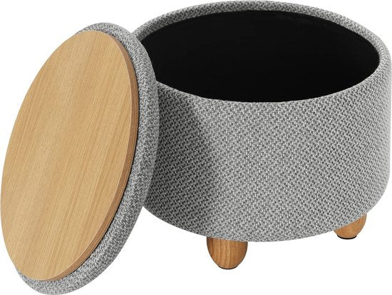 Rootz Hocker - Tabouret - Tabouret - Siège de rangement - Banc - Tabouret - Meuble - Gris clair - Ø39x33 cm