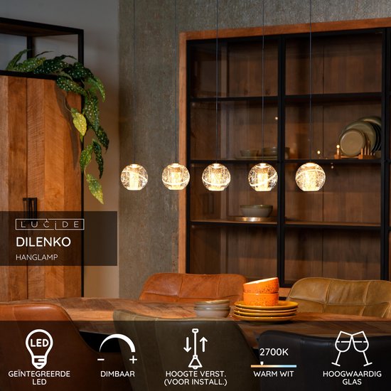 Lucide DILENKO - Lampe suspendue - LED Dimmable - 5x3,5W 2700K - Matte Gold / Brass
