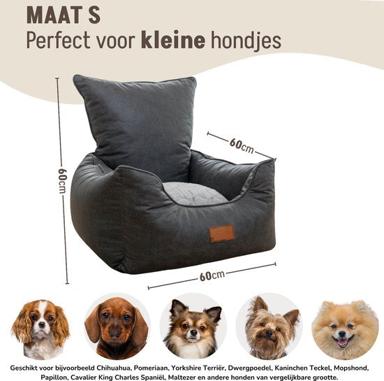 By Cee Cee Dog Basket Car - Très luxueux panier pour chien de voiture - Siège arrière pour chien de voiture - Panier pour chien de voiture - Couverture pour chien de siège de voiture - Siège de voiture pour chien - Aussi pour siège latéral - Anthracite -