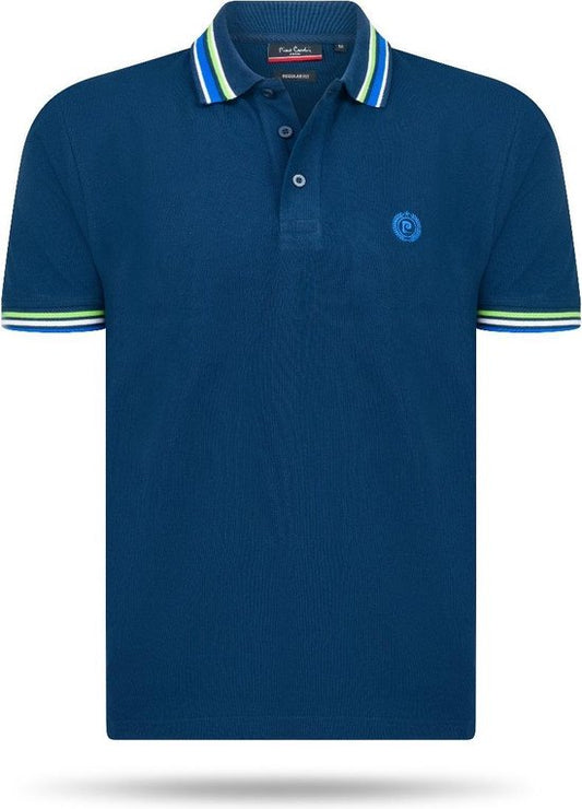 Pierre Cardin - Polo col rayé SS pour homme - Bleu - Taille XL