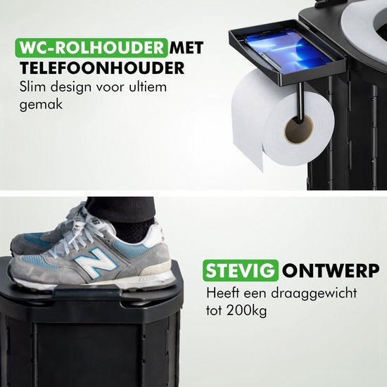 Toilette de camping Travelhawk - Seau de toilette - Portable et pliable - Comprend 12 sacs biodégradables et 10 sacs d'absorption - Idéal pour le camping, les festivals et les activités de plein air.