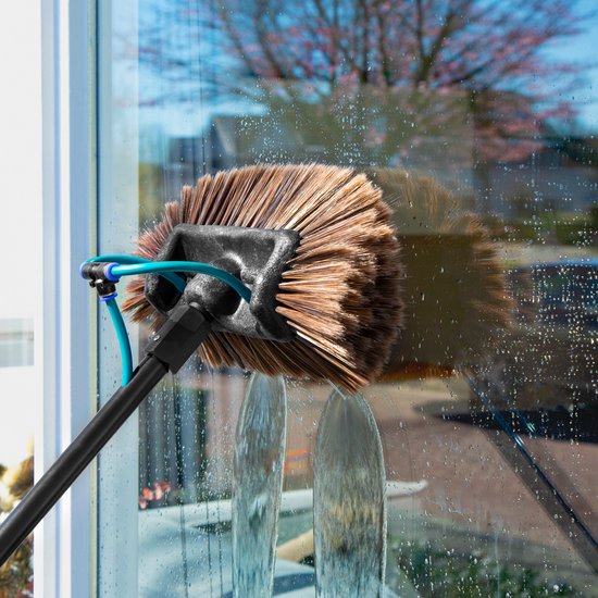 Brosse à laver téléscopique - VONROC - 6,5 m – Avec Tête de Brosse – Nettoyeur de Vitres et Surfaces - Noir