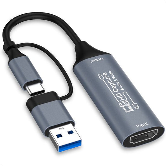 Skoov HDMI Capture Card Incl USB-C Adapter - Enregistrement vidéo/jeu - HDMI vers USB - 1080P HD - Cam link - Video grabber - Streaming