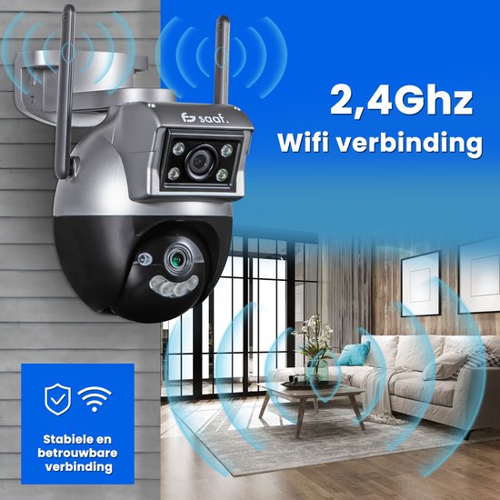 Caméra de sécurité extérieure - avec Wifi, stockage de 64 Go, vision nocturne - Caméra de sécurité intérieure - Noir - de Saaf