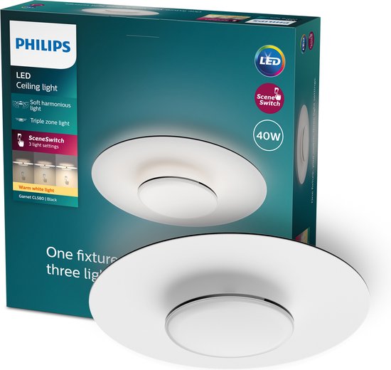 Plafonnier Philips Garnet - Noir - 27K - 40W