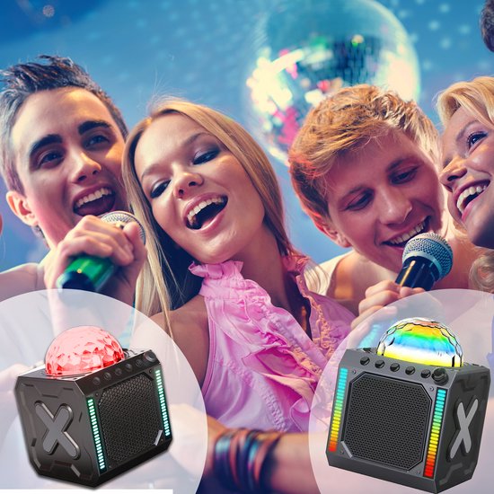 Denver Karaoke Set Children & Adults - Disco Lights - Bluetooth - Incl. Microphone - Speaker Party Box - Party Box - BTM618