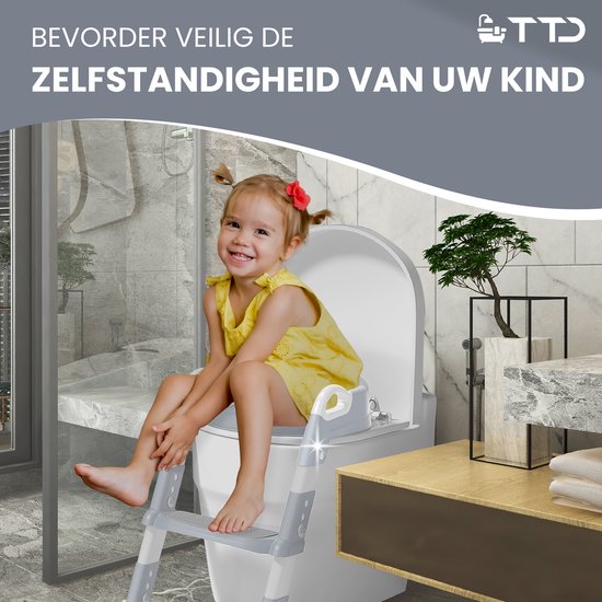 TTD® Potty Toddler - Toilet Dresser with Step - Toilet Dresser - Toilet trainer with Step - Hauteur réglable et pliable - 2 à 8 ans - Avec système de récompense et diplôme