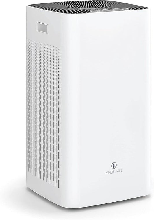 Medify Air MA-112 - Purificateur d'air 855 m³/h - Ioniseur et filtre HEPA H13 - 4 modes + mode veille - Jusqu'à 342 m² par heure - Contre le rhume des foins, les acariens et les allergies - Blanc