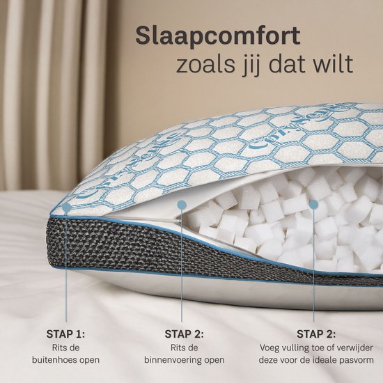 CozySense® PolarGel Pillow - Oreiller contre les douleurs cervicales - Oreiller de sommeil - Coussin Coolgel - Mousse à mémoire de forme remplissable - Dormir sur le côté, sur le dos et sur le ventre