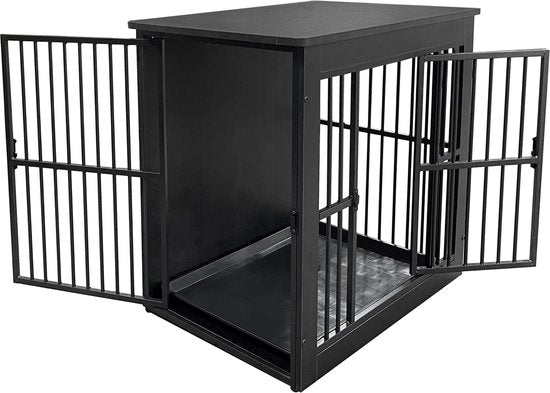 Cage pour chien - Banc pour chien - banc pour chiens de petite et moyenne taille - cage pour chien - pour l'intérieur - avec plateau hygiénique pour la cage - 80,5 cm x 59 cm x 70 cm