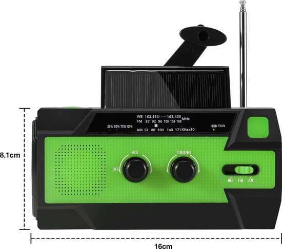 Radio solaire - Radio à manivelle 4000mAh - Dynamo solaire à manivelle, AM/FM/NOAA Radio météo portable - Avec lampe de poche - Alarme SOS - Chargeur de téléphone portable d'urgence