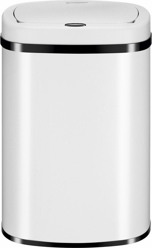 Poubelle automatique / Poubelle à déchets / Poubelle à détecteur - 50 litres - Blanc - Rectangle