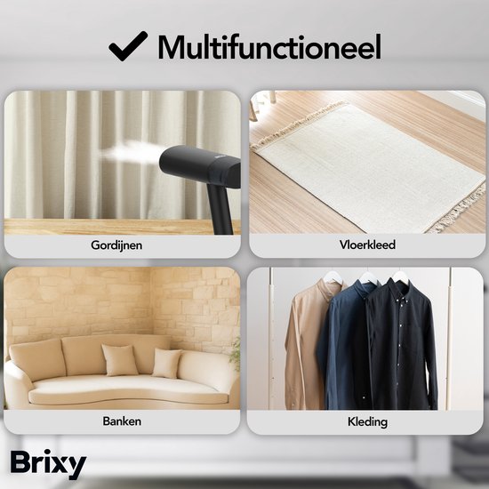 Brixy Clothes Steamer - Powerful Hand Steamer - Steamer Clothes and Furniture - Including Storage Bag - Anthracite