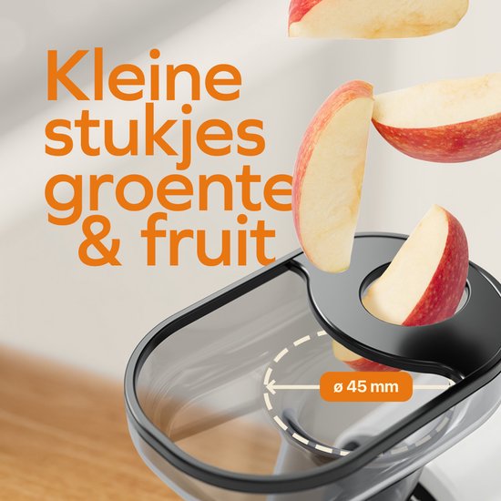 KitchenBrothers Slowjuicer - Compact - Presse-agrumes - Presse-légumes et fruits - 45 mm - 500 ml - Blanc
