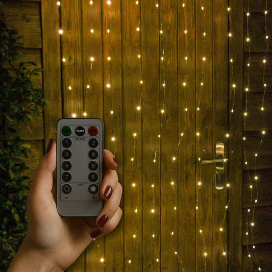 Giftmas Light Curtain - 200 LEDs Warm White - 1x2M - Pour porte ou passage - Intérieur et extérieur - Télécommande - Lumières d'ambiance - Lumières de Noël