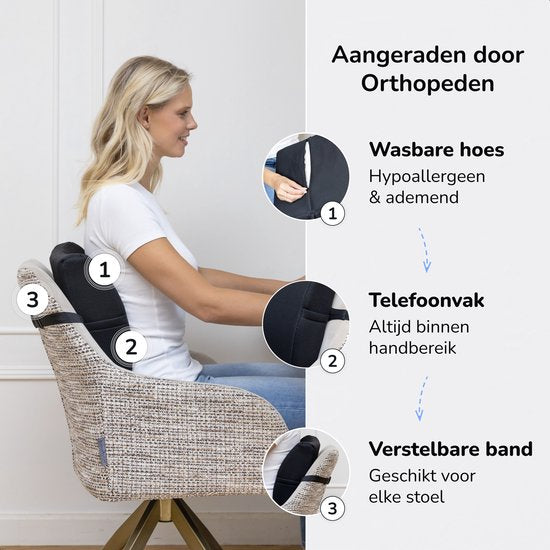 Alyze Coussin ergonomique pour le dos - Coussin lombaire voiture - Bas du dos - Coussin de lecture - Mousse à mémoire de forme - Coussin de soutien pour le lit et le canapé - Coussin de soutien orthopédique avec housse lavable