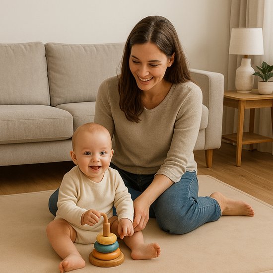 Playmat Baby XXL - Tapis de jeu avec mousse à mémoire de forme - Tapis de jeu velouté - 200x150x3 cm - Beige
