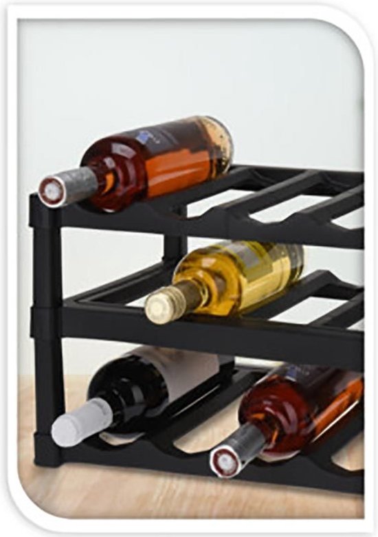 Excellent Houseware Porte-bouteilles - Noir - Plastique - 39 x 30 x 25 cm - pour 12x bouteilles