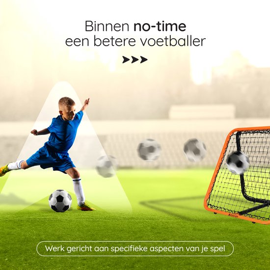 Rebondisseur double face Volcan - Équipement d'entraînement de football - Rebondisseur de football réglable - 85 x 85 cm - Ancrages au sol inclus - Double progression