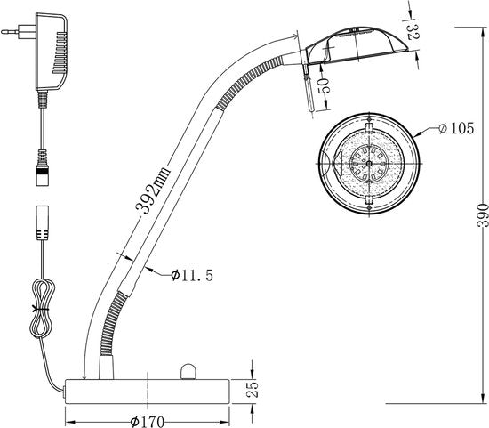 Mexlite lampe à poser Biron - noir - métal - 7502ZW