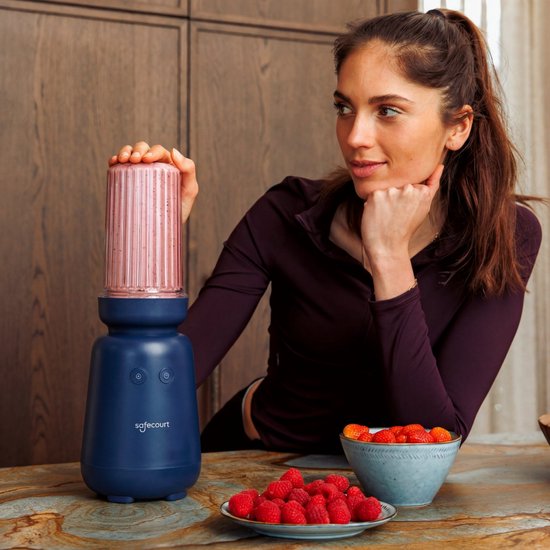 Safecourt Kitchen PureBlend - 1000W Smoothie maker - BPA free - includes to-go drinking lid + straw- Premium Tritan blend cups - Blue