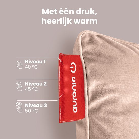 Auronic Heat Pillow - Velours - 45x60 - Sans fil - Rechargeable - Oreiller électrique - Infrarouge - Rose