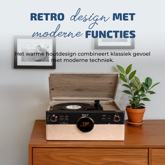 Denver Retro Record Player - Radio - CD - Cassette - Bluetooth - Auto stop - MRD180