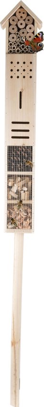 Lifetime Garden hôtel à insectes - bois - 160 x 14,5 x 10 cm - sur poteau