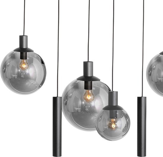 Steinhauer - lampe suspendue - Bollique LED - noir - verre métal verre fumé - lampe design - E27 GU10 - 3798ZW