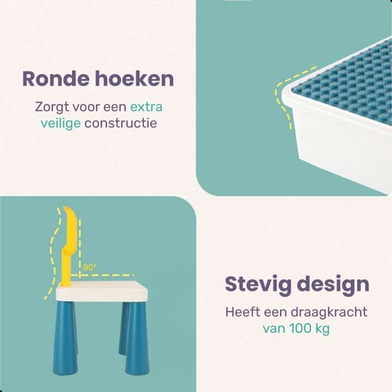 Qwali Table de jeux pour enfants avec chaises - Convient pour duplo, eau et sable - Activités - Set - Table à dessin - Pour garçons et filles - Pour tout-petits - Table de jeux - Bureau - Enfants - Table - Meubles