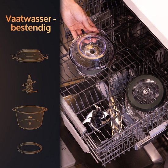 JAP Appliances Multi Chop + Expansion Pack - Hachoir avec bol en verre 600ml - Broyeur à glace, épluche-ail et batteur à oeufs - Lavable au lave-vaisselle - 400W