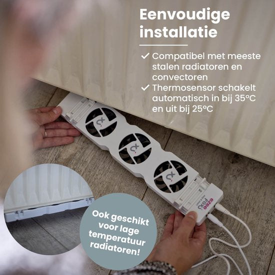 Ezeefox Radiator Fan with 3 Fans and Thermosensor - Monoset - Universal - Energy efficient - Very Quiet - Radiator Fan - White