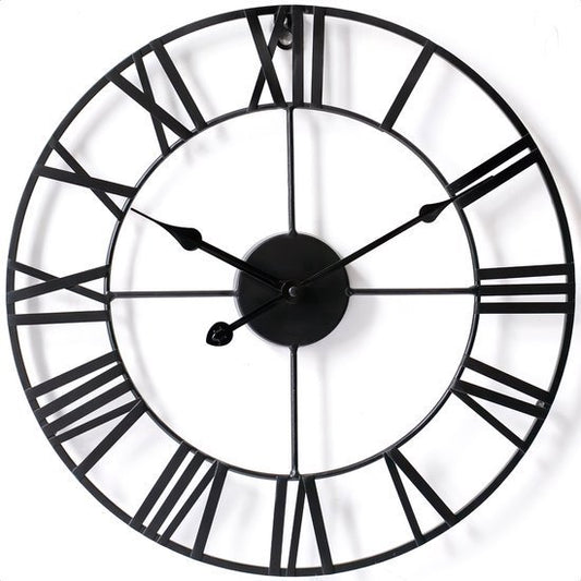 Horloge murale industrielle Goliving - Mouvement silencieux - Horloge murale moderne - Métal - Ø 60 cm - Noir