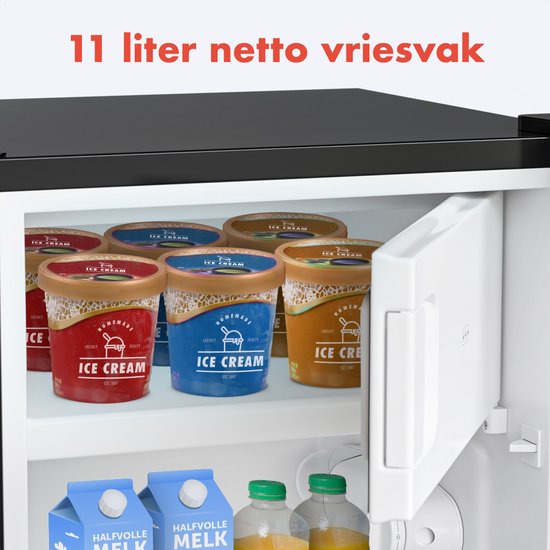 KitchenBrothers Réfrigérateur - 81L - Réfrigérateur de table avec congélateur - Glacière - Frigo - Pose libre - Noir