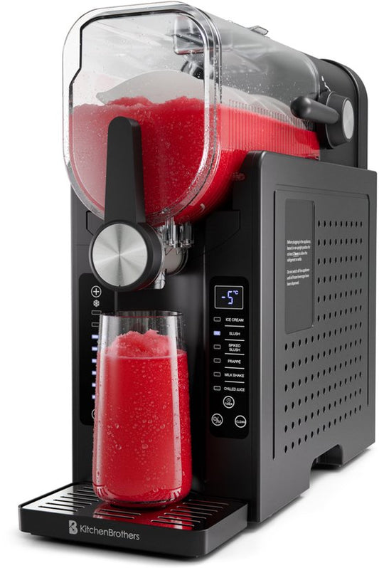 KitchenBrothers Slush Puppy Maker - 1.6L - 6 supports - sans BPA - Slushi Machine - Ice Cream Maker - Noir