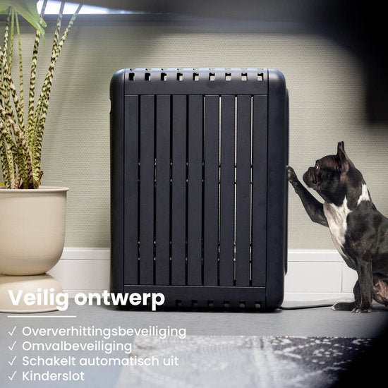 QLT Electric Heater with App Control, Thermostat and Timer - Convector heater - Oil-free Radiator with Wheels and Wall Option - Up to 20m² - Black