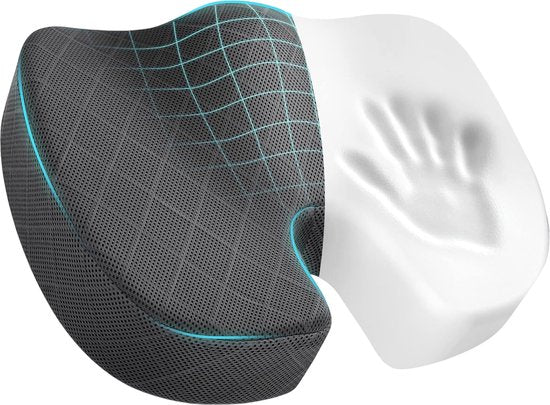 Coussin de siège orthopédique - Soulage le bas du dos, le coccyx et les hanches - Coussin ergonomique rebondissant - Coussin coussin en mousse à mémoire de forme - Pour chaise et chaise de bureau - Alyze