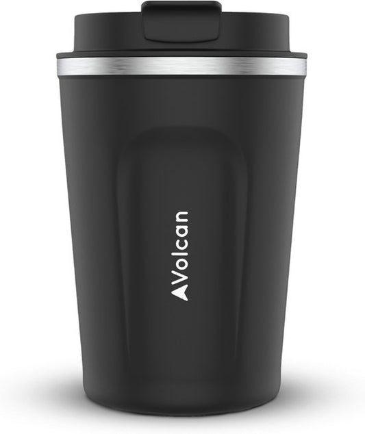 Tasse à café To Go en acier inoxydable Volcan - Tasse thermos - Etanche - Tasse à thé - 380ml - Noir
