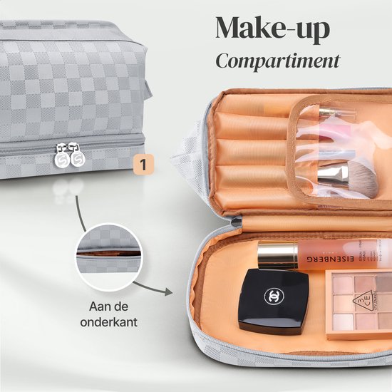 Skycases Travel Essentials - Trousse de toilette et de maquillage - Imperméable et compacte - Convient pour le voyage et l'usage quotidien - Unisexe - Argent