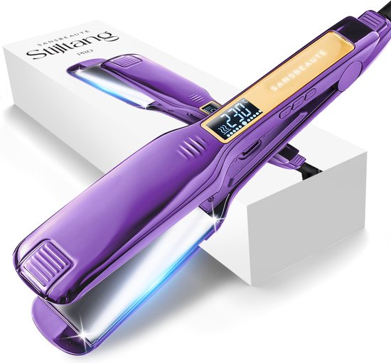 Sansbeauté® Lisseur professionnel - 2 en 1 - Fer à boucler - Lisseurs - Lisseur de cheveux - Mise en température rapide - 80℃ à 230℃ - Lissage et bouclage - Technologie ION - Classic Purple