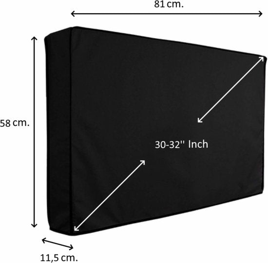 Alpina Outdoor housse de télévision - 81x58x11.5 cm - hydrofuge et antisalissure - noir