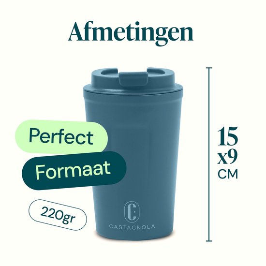 Tasse thermos Castagnola - Tasse à café à emporter - Tasse de voyage pour café et thé - Tasse à thé - 380 ML - acier inoxydable - Bleu