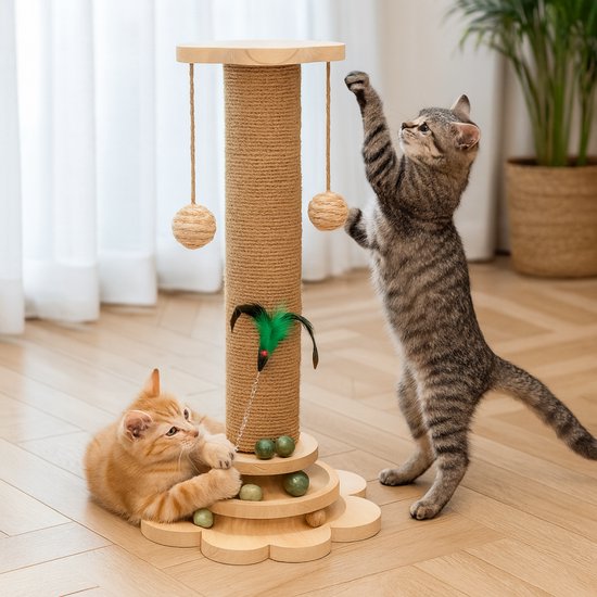 By Cee Cee Scratching Post - griffoir pour chat - griffoir pour chat - jouet en bois pour chat - idéal pour plusieurs chats - 25x25x50cm - Kira