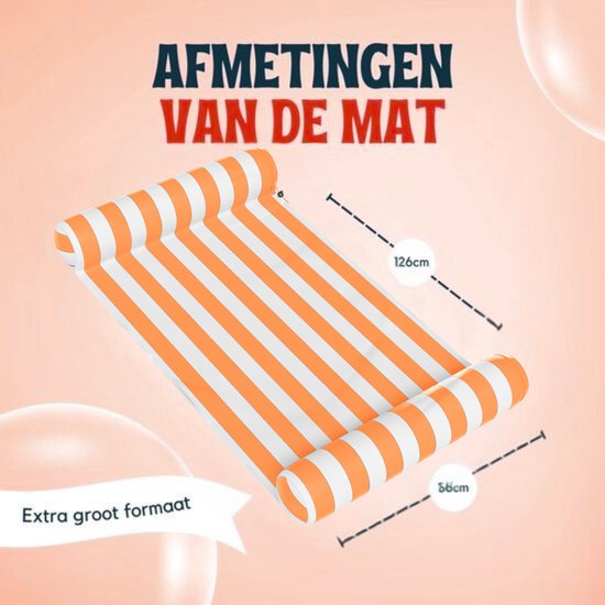 Travelly - Hamac d'eau de luxe - Hamac - matelas d'air - matelas d'air - piscine - jouet d'eau - hamac d'eau - Orange