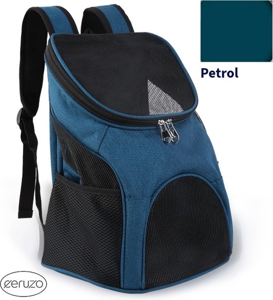 Ceruzo Sac à dos pour chien - Sac à dos pour chat - Max 10 kg- Sac de voyage - 26x33x40cm - Petrol