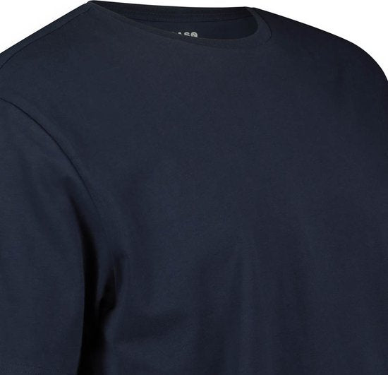 LEBASQ - T-shirt Miles' pour homme - 3 packs - avec col rond - Extra long - Convient comme maillot de corps - Bleu - XXL - Coton