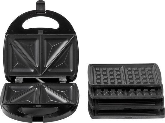 Tomado TGM2000B - Multigrill 3 en 1 - Avec plaques à sandwich et à gaufres - 750 watts - Noir