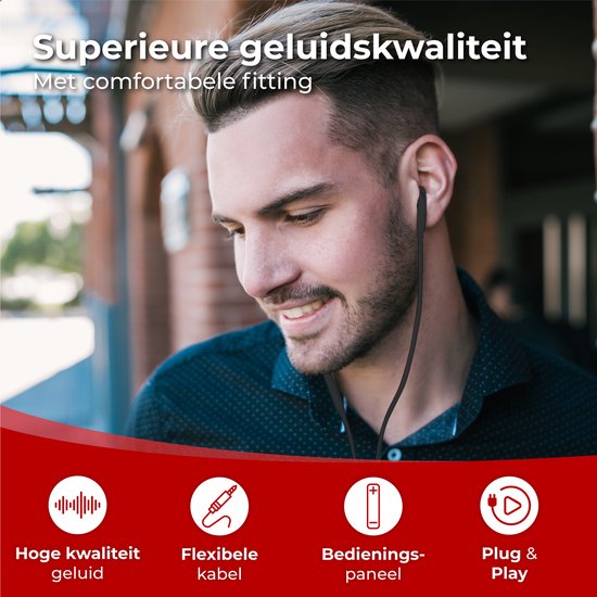 Nuvance - Ecouteurs avec fil - Connexion jack 3,5 mm - Ecouteurs avec fil - Ecouteurs intra-auriculaires avec fil et microphone - Noir