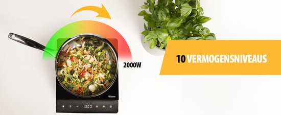 Tristar Deluxe Table de cuisson à induction 2000W - IK-6161 - 1 zone de cuisson - Minuterie jusqu'à 180 min - Noir